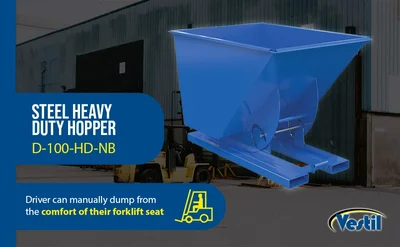 Vestil D-100-HD-NB Steel Heavy Duty No Bump & Dump Hopper - product feature image