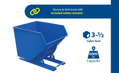 Vestil D-350-HD-NB Steel Heavy Duty No Bump and Dump Hopper - product feature image