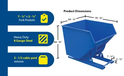 Vestil D-350-HD-NB Steel Heavy Duty No Bump and Dump Hopper - product feature image