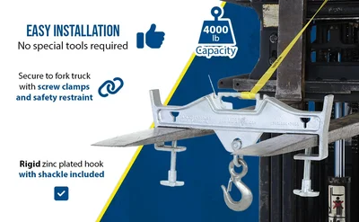 Vestil D-FORK-4-RL Steel Double Rigid Hoist Optioning Hook - product feature image