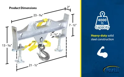 Vestil D-FORK-4-RL Steel Double Rigid Hoist Optioning Hook - product feature image