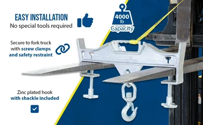 Vestil D-FORK-4-SL Steel Double Swivel Hoist Optioning Hook - product feature image