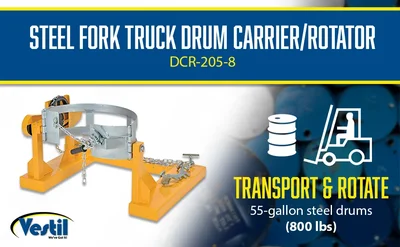 Vestil DCR-205-8 Fork Truck Drum Carrier/Rotator For Steel Drums - product feature image
