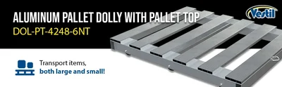 Vestil Aluminum Pallet Dolly with Pallet Top 42 In. x 48 In. 4000 Lb. Capacity Silver - product feature image