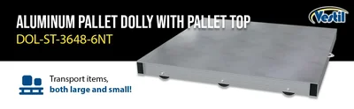 Vestil Aluminum Pallet Dolly with Pallet Top 36 In. x 48 In. 4000 Lb. Capacity Silver - product feature image