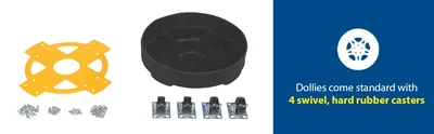 Vestil DRUM-DP-HD-55-BK Polyethylene Heavy Duty Drum Dolly - product feature image