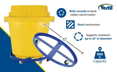 Vestil DRUM-SP-32-9-H Steel Over Pack Drum Dolly - product feature image