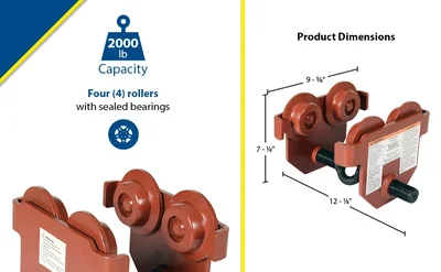 Vestil E-MT-2 Steel Push Eye Manual Trolley - product feature image