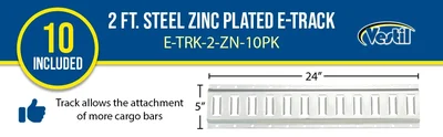 Vestil E-TRK-2-ZN-10PK Steel Zinc Plated E-Track - product feature image