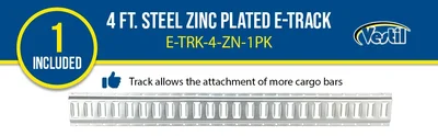 Vestil E-TRK-4-ZN-1PK Steel Zinc Plated E-Track - product feature image