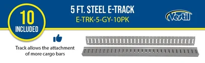 Vestil E-TRK-5-GY-10PK Steel Zinc Plated E-Track - product feature image