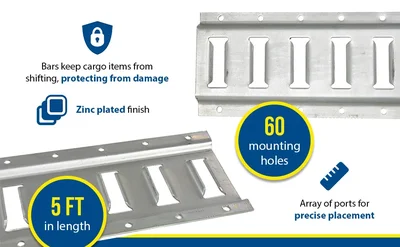 Vestil E-TRK-5-ZN-1PK Steel Zinc Plated E-Track - product feature image