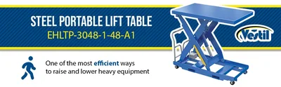 Vestil Steel Portable Lift Table 115 Volt 1 Phase 30 In. x 48 In. 1000 Lb. Capacity Blue - product feature image