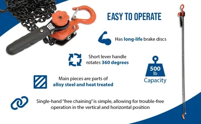 Vestil ELH-05-10 Steel Mighty Mini Lever Hoist - product feature image