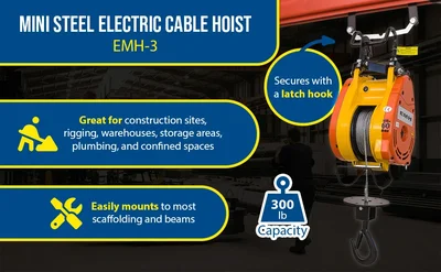 Vestil EMH-3 Electric Mini Hanging Cable Hoist - product feature image