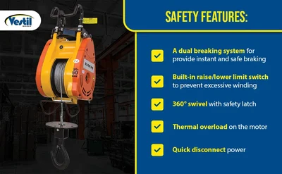 Vestil EMH-3 Electric Mini Hanging Cable Hoist - product feature image