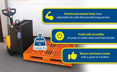 Vestil EPT-2748-45-AGM Steel Electric Pallet Jack - product feature image