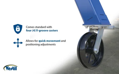 Vestil FHS-4-15-VG Steel Fixed Gantry Crane with V-Groove Cast Iron Casters - product feature image