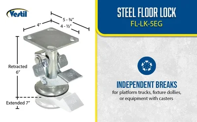 Vestil FL-LK-5EG Steel Top Mount Floor Lock - product feature image