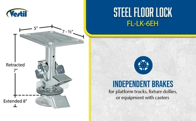 Vestil FL-LK-6EM Steel Top Mount Floor Lock - product feature image