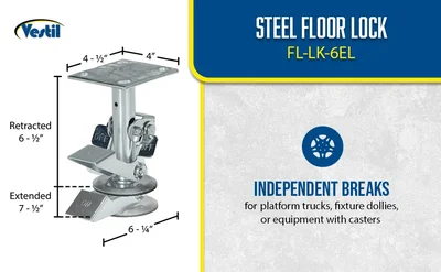 Vestil FL-LK-6EL Galvanized Steel Top Mount Floor Lock - product feature image