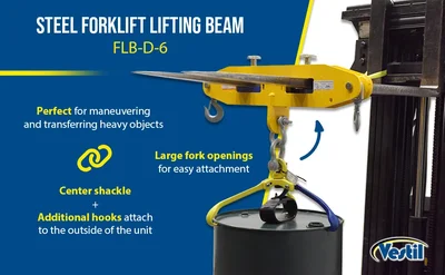 Vestil FLB-D-6 Steel Forklift Lifting Beam - product feature image