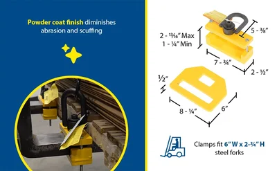 Vestil FTDC-6-4400 Steel Forklift Tie Down Clamps - product feature image
