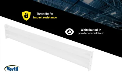 Vestil Steel 2 Ribbed Bolt On Style Guard Rail 66 In. Length White - product feature image