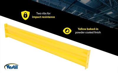 Vestil GR-F2R-BO-6-YL Steel 2 Ribbed Bolt On Style Guard Rail - product feature image