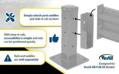 Vestil Steel 2 Ribbed Drop In Style Guard Rail 42 In. Length Silver - product feature image