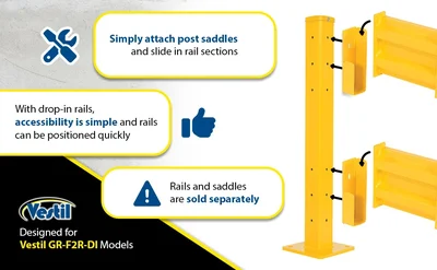 Vestil GR-F2R-DI-TP42-YL Steel Rigid Tube Post Drop In Style - product feature image