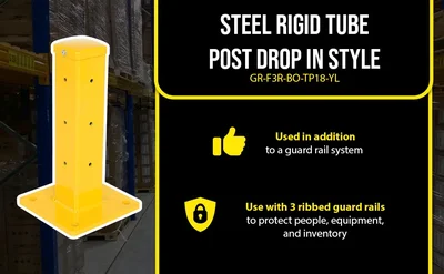 Vestil GR-F3R-BO-TP18-YL Steel Rigid Tube Post Bolt On Style - product feature image