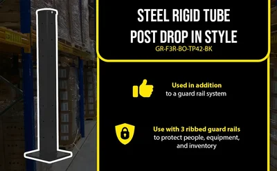 Vestil Steel Rigid Tube Post Bolt On Style 42 In. For 3 Ribbed Bolt On Style Guard Rails Black - product feature image