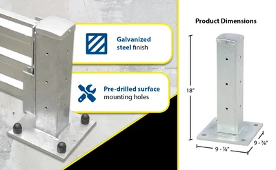 Vestil GR-F3R-DI-TP18-YL Steel Rigid Tube Post Drop - product feature image