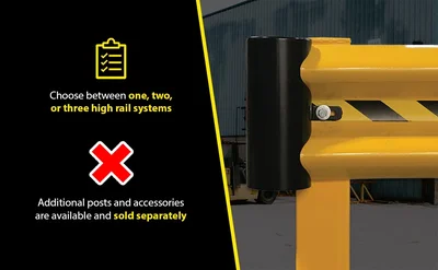 Vestil GR-H2R-BO-4-YL Steel Straight Guard Rail - product feature image