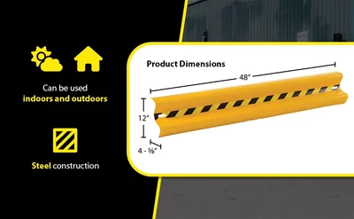 Vestil GR-H2R-BO-4-YL Steel Straight Guard Rail - product feature image
