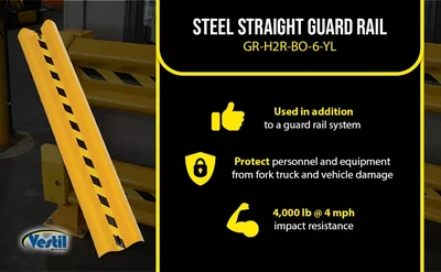 Vestil GR-H2R-BO-6-YL Steel Straight Guard Rail - product feature image