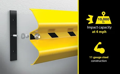 Vestil GR-H2R-WM-6-YL Steel Guard Rail Wall Mount - product feature image