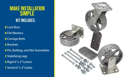 Vestil H-CK3-SC6-2 Semi-Steel Caster Kit - product feature image