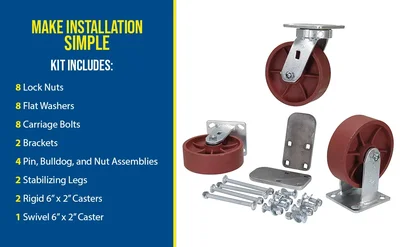 Vestil H-CK3-SC6-2HD Ductile Steel Caster Kit - product feature image