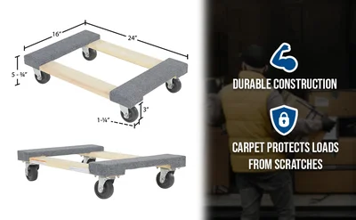 Vestil HDOC-1624-9 Hardwood Carpet End Dolly - product feature image