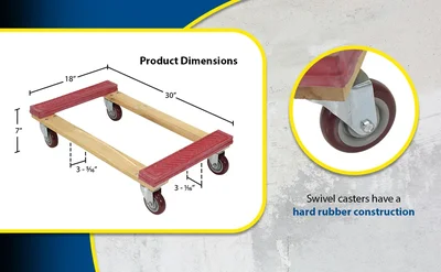 Vestil HDOR-1830-12 Hardwood Dolly - product feature image