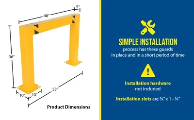 Vestil HPRO-SQ-48-36-5 Steel Square High Profile Machinery and Rack Guard - product feature image