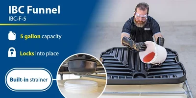 Vestil IBC-F-5 Polyethylene IBC Funnel 5 Gallon Capacity Black Do you want to transfer liquids to your IBC, but are consistently cleani - product feature image