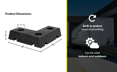 Vestil L-1818-4 Shaped Molded Rubber Bumper - product feature image