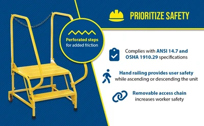 Vestil LAD-MM-2-P-YL Steel Maintenance Ladder - product feature image