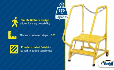 Vestil LAD-MM-2-P-YL Steel Maintenance Ladder - product feature image