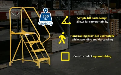 Vestil LAD-MM-4-G-YL Steel Maintenance Ladder - product feature image