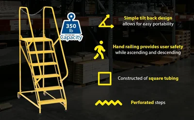 Vestil LAD-MM-6-P-YL Steel Maintenance Ladder - product feature image