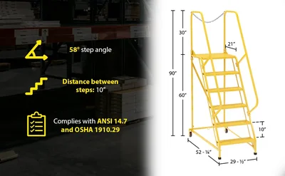 Vestil LAD-MM-6-P-YL Steel Maintenance Ladder - product feature image